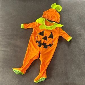 Orange Pumpkin Infant Baby Halloween Costume 2 Piece Size 0-6 months NWOT